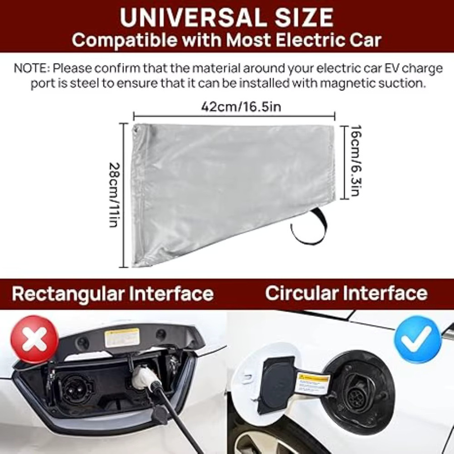 Wasserdichte magnetische Abdeckung für EV Ladegeräte Stecker in Silber zum Schutz vor Sonne, UV und Regen für die meisten Elektroautos - Bild 2