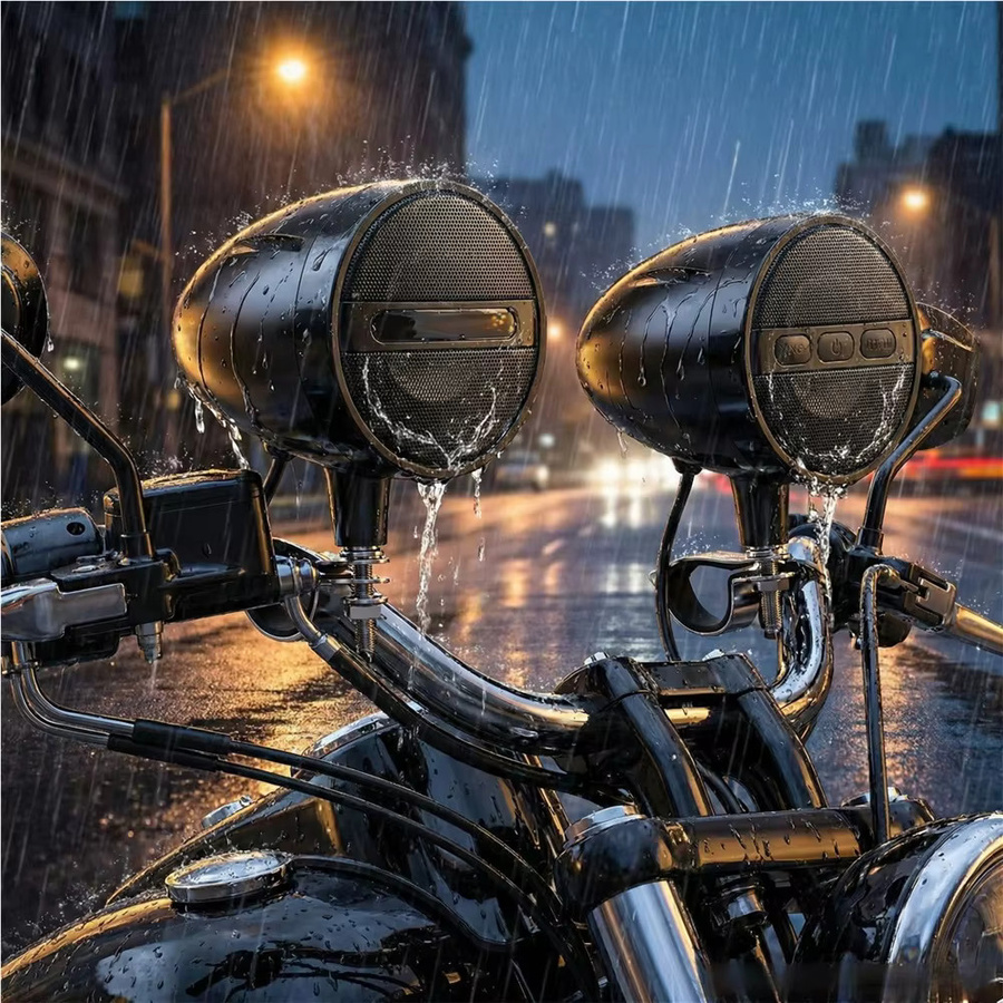 Wasserdichter Motorrad-Bluetooth-Lautsprecher in Schwarz mit FM-Radio, USB und Unterstützung für WMA, MP3 und WAV für 12 V Systeme - Bild 5