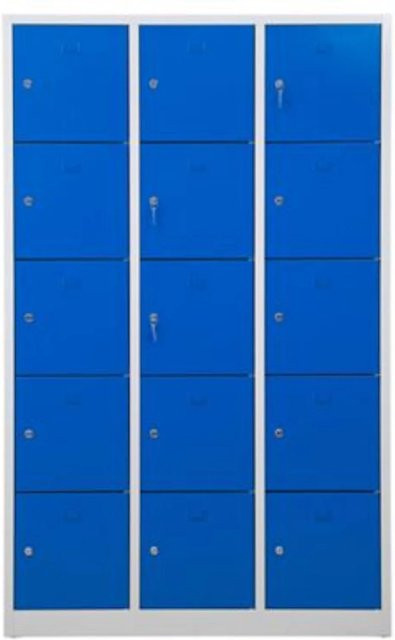 PROREGAL Schließfachschrank Falcon Large aus Metall mit Zylinderschloss, Farbe Grau-Blau, H x B x T: 190 x 119 x 45 cm - Bild 1