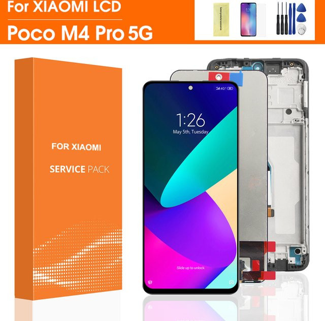 Xiaomi POCO M4 Pro 5G LCD Display Touchscreen Digitizer mit Rahmenbaugruppe in Schwarz, 6,6 Zoll - Bild 1
