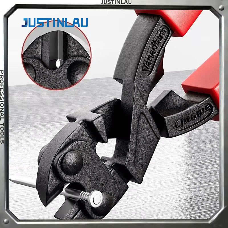 JUSTINLAU Multifunktionale Drahtschneidezange mit mehreren Klingen und kleinem Bolzen, Seitenschneider, Länge: 20,5 cm, Breite: 5,5 cm - Bild 2