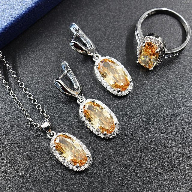 YIRAN Schmuck-Set, Kupfer, Zirkonia, grau, Unisex - Bild 1