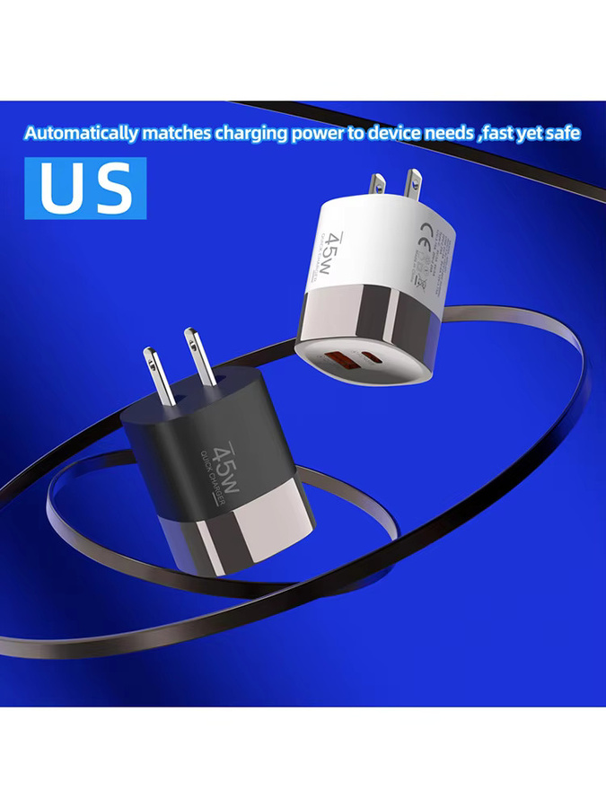 Lenovo Multi-Port 45W Ladegerät mit USB-A und USB-C, QC3.0 Schnellladegerät PD20Q, weißer Netzadapter für iPhone und iPad - Bild 4