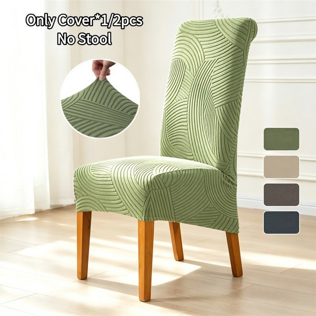 WANERQU Stretch Esszimmerstuhlbezüge aus Jacquard in Grün, XL Universal Sitzbezug für Esszimmerstühle - Bild 1