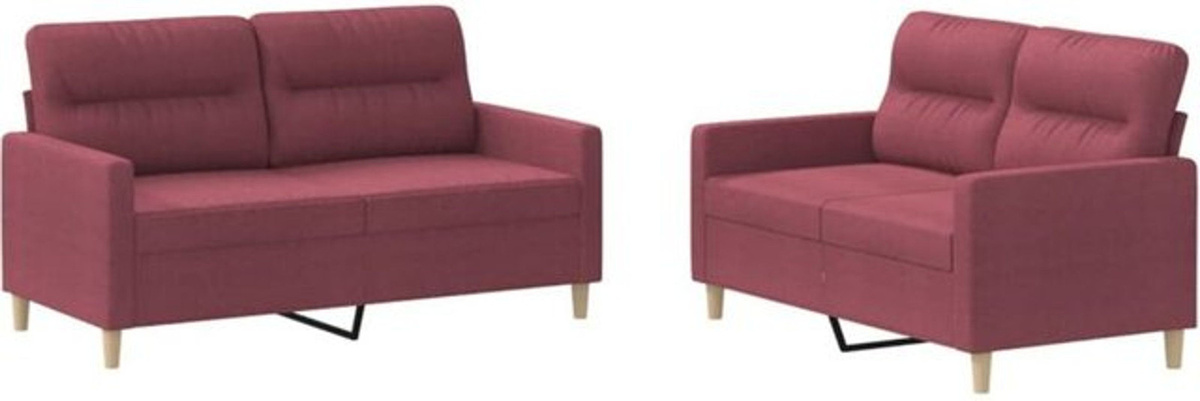 2-teilige Sofagarnitur von vidaxl in Rot aus Stoff mit Metallgestell und Kissen im modernen Design - Bild 1