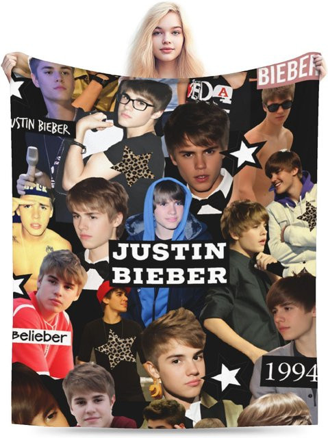Pappel-Sänger Justin Bieber Weihnachtliche Plüschdecke für Kinder, weiche Bettwäsche und Sofaüberwurf, Mehrfarbig, Breite: 203,2 cm, Tiefe: 152,4 cm - Bild 1