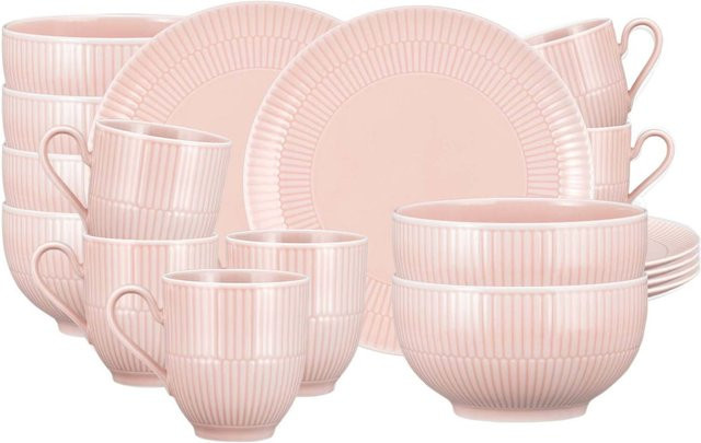 Seltmann Weiden Amina Frühstücks-Set 18-teilig aus Porzellan in Pink - Bild 1
