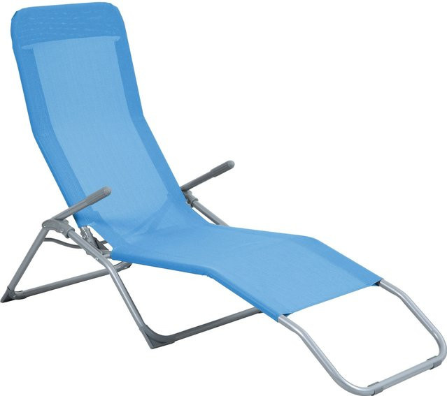 Sonnenliege Pando Klappbar Hellblau mit Textilene und Stahlrohr, B/T/H: 141 x 61 x 57-95 cm - Bild 1
