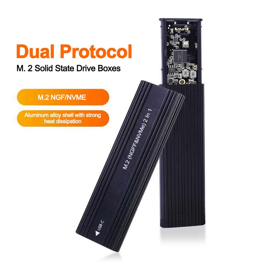 Kebidumei NVMe M.2 SSD externes Gehäuse in Schwarz, USB-C 10Gbps Aluminiumgehäuse für M/M+B-Schlüssel, unterstützt 2230/2242/2260/2280 Formfaktoren - Bild 6