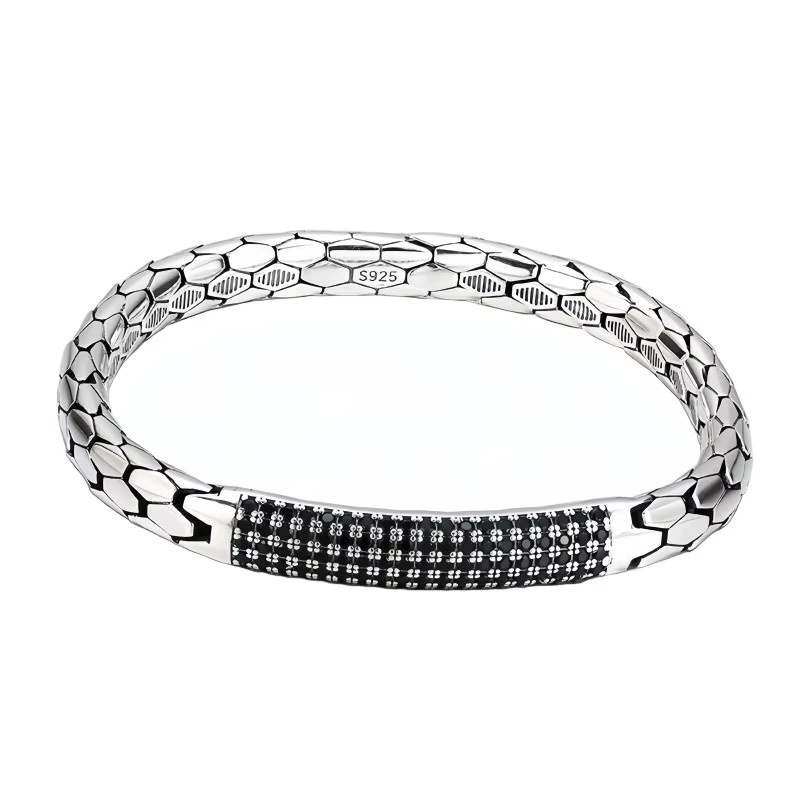 BOCAI Armband, 925 Sterling Silber, Schlangenmuster, Zirkon, Herren - Bild 3