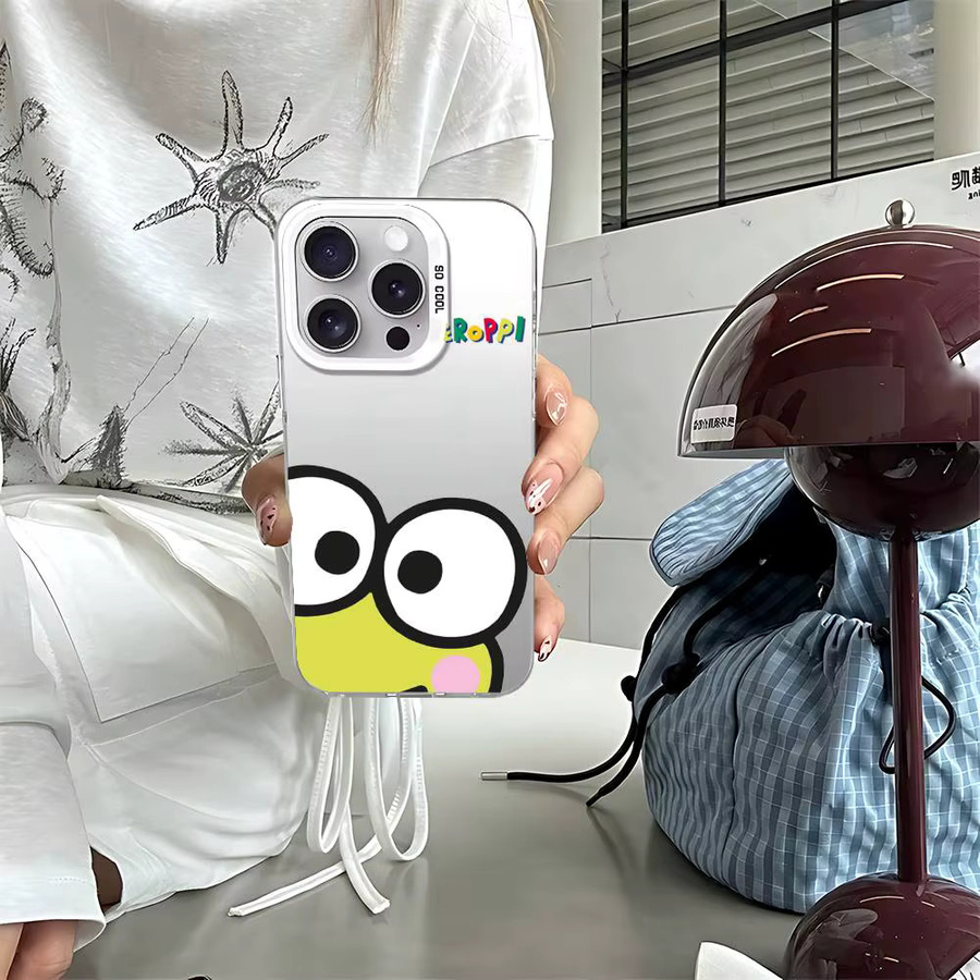 Mesuca K-Keroppi Handyhülle mit Cartoon-Frosch Design für iPhone 17 16 15 14 13 12 11 Pro Max Plus, Stoßfest, Silber und Mehrfarbig - Bild 3