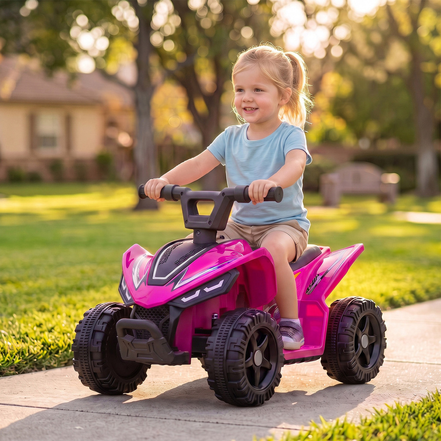 AIYAPLAY Kinder Elektro-Quad 6V mit Lithium-Akku und Lenkerknopf-Steuerung, Hellrot, für Kinder ab 1,5 Jahren, max. 25 kg Belastung, Aosom - Bild 2