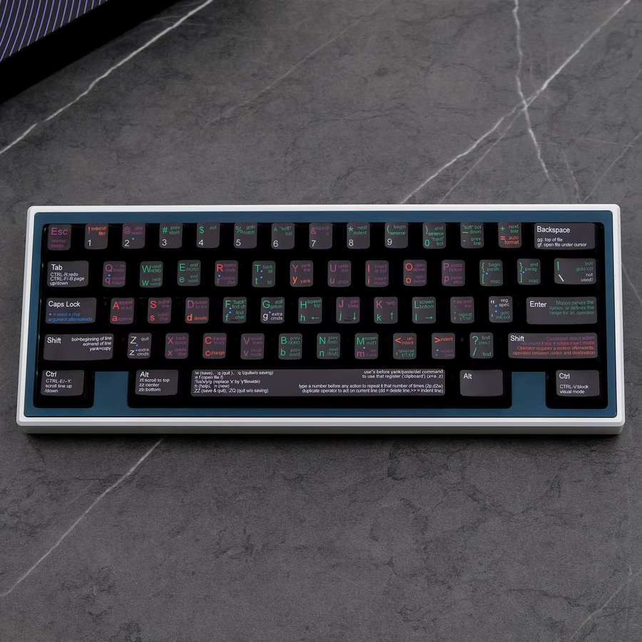 PBT Black VIM Keycaps Cherry Profile mit Dye Sublimation für MX mechanische Tastaturen, inklusive 2.25U und 2.75U Split Space - Bild 4