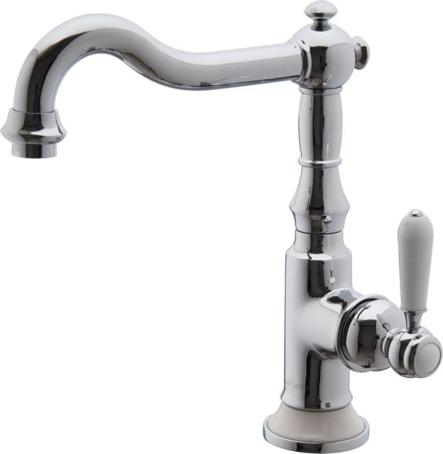 PaulGurkes Nostalgie Waschtischarmatur in Chrom, Einhebelmischer mit schwenkbarem Auslauf für Waschbecken und Küche - Bild 1