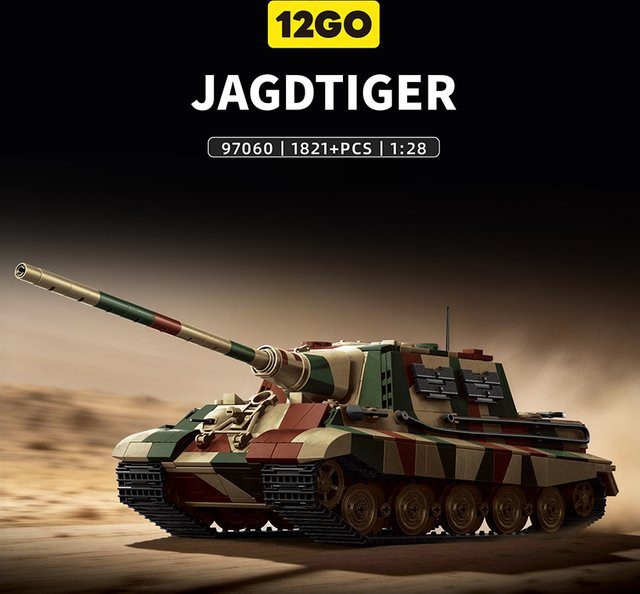 12GO Jagdtiger Militär-Panzer-Bausatz, Fahrzeug, ab 18 Jahren - Bild 1
