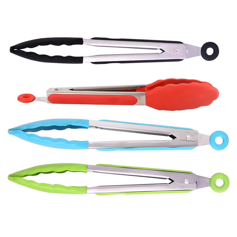 MAGICKIT Küchenzange aus Edelstahl und Silikon in Schwarz und Multicolour, rutschfeste Grillzange und Kochclip für Salat und Grillgut - Bild 4