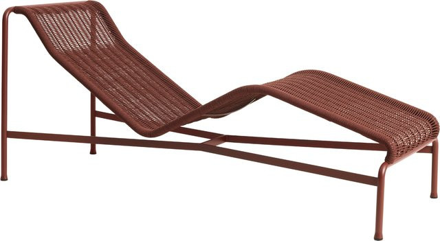 HAY Palissade Cord Chaise Longue aus pulverbeschichtetem Stahl in Rot mit UV-beständigem Polyestercord - Bild 1