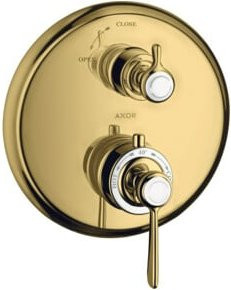 Hansgrohe Axor Montreux Fertigmontageset mit Einhebelmischer und Thermostat in Goldoptik - Bild 1