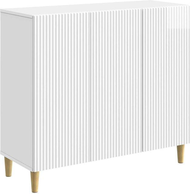 vidaXL Sideboard Hochglanz Weiß aus Holzwerkstoff B/T/H: 89 x 34,5 x 80 cm - Bild 1