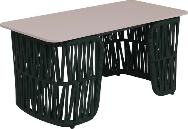 MCW Loungetisch P90 Outdoor mit Seilgeflecht und Sinterstein Platte in Grün und Creme, B/T/H: 90 x 43 x 45 cm - Bild 2