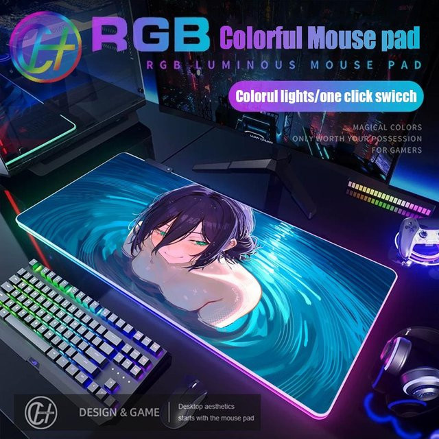 Potdemiel Chainsaw Man Gaming Mauspad mit RGB LED-Beleuchtung, Anime Design Makima und Reze, B/B/H: 90 x 40 cm, Multicolour - Bild 1
