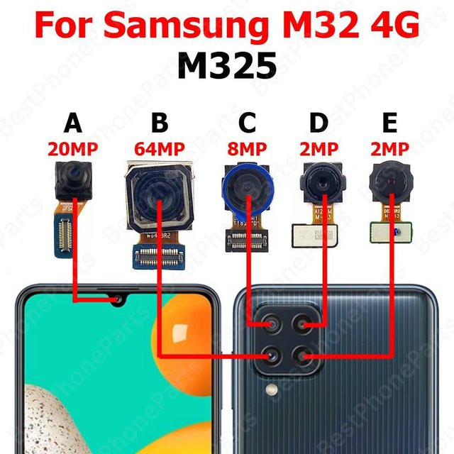 Samsung Galaxy M32 4G M325 Ersatz-Kamera Modul für Rückseite und Frontseite in Schwarz - Bild 1