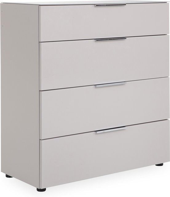 Kommode HARPER BELEM in Beige, Schwarz und Weiß, modern mit Glaselementen und Metall, B/T/H: 100 x 40 x 90 cm - Bild 1