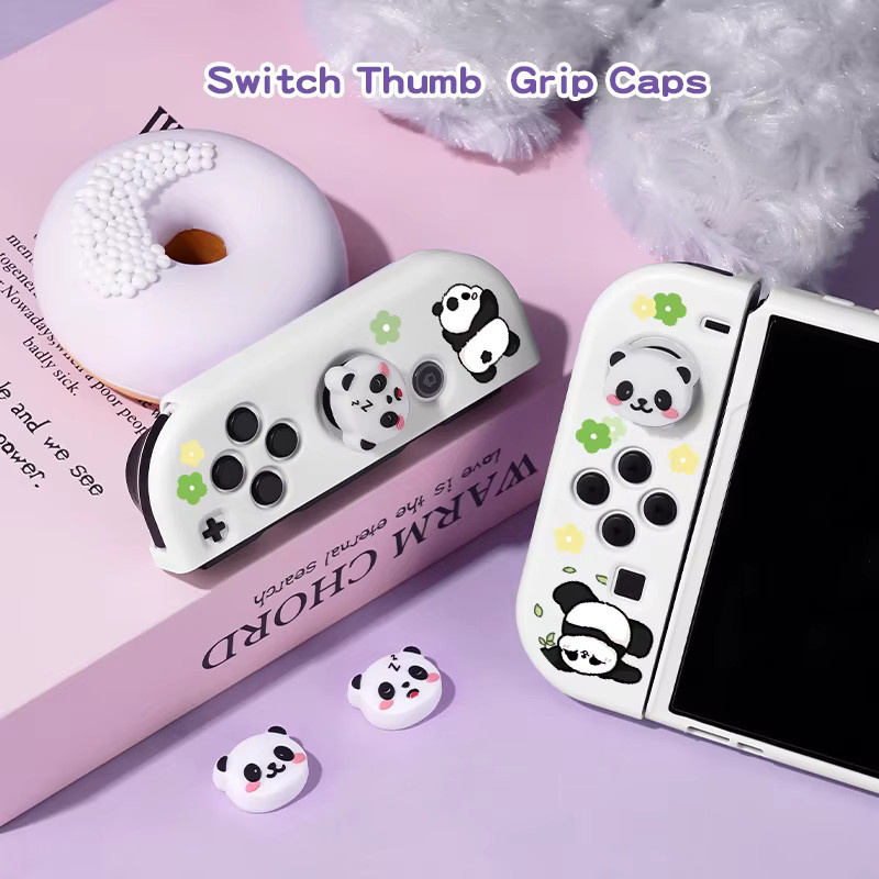 4er-Set Panda Schutzhülle mit Griffkappen für Nintendo Switch OLED und Nintendo Switch NS in Blau und Weiß - Bild 3