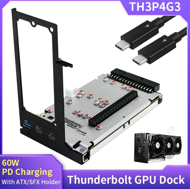 Caturda GPU Docking Station Thunderbolt-kompatibel, PCI-E X16 externe Grafikkarte für Laptop und Notebook, Farbe: Silber - Bild 1
