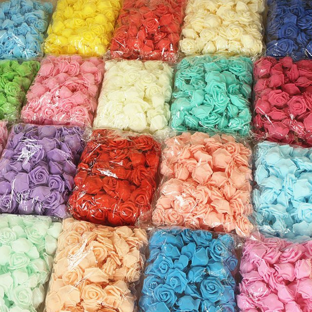 ZQCXLD Künstliche Rosenblütenköpfe aus Schaumstoff in Bunt für Hochzeit und Geburtstag - Bild 1