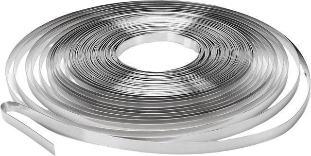 Aimo Edelstahl Umreifungsband aus 304 Edelstahl in Silber, Breite: 0,5 cm, Höhe: 0,05 cm, Länge: 30,48 m - Bild 1