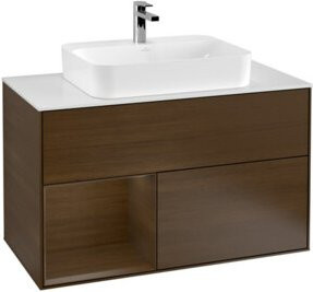 V&B Finion Waschtischunterschrank mit LED-Beleuchtung und Regalelement in Weiß, Breite: 100 cm - Bild 1