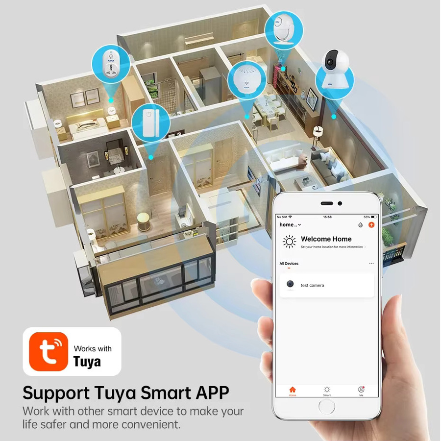 KERUI Smart Mini WiFi IP Kamera 8MP 4K HD Tuya Sicherheit Überwachungskamera mit Auto Tracking, Weiß - Bild 4