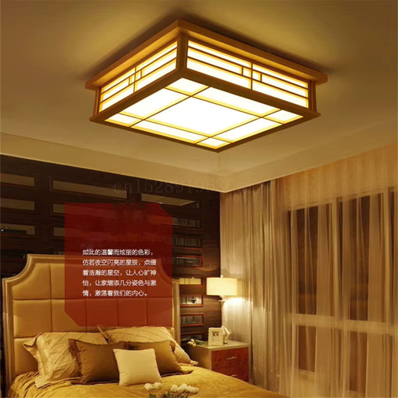 Lava Ball LED Deckenleuchte aus Holz im chinesischen und japanischen Stil für Wohnzimmer und Esszimmer - Bild 4