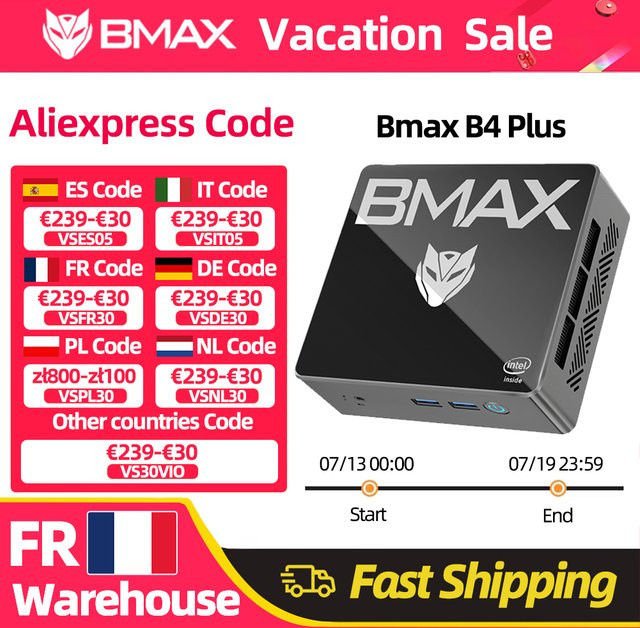 BMAX B4 Plus Turbo Mini-PC mit Windows 11, Intel N100 Prozessor, 16GB RAM und 512GB SSD, unterstützt 4K@60Hz via HDMI und Type-C, Bluetooth integriert - Bild 1
