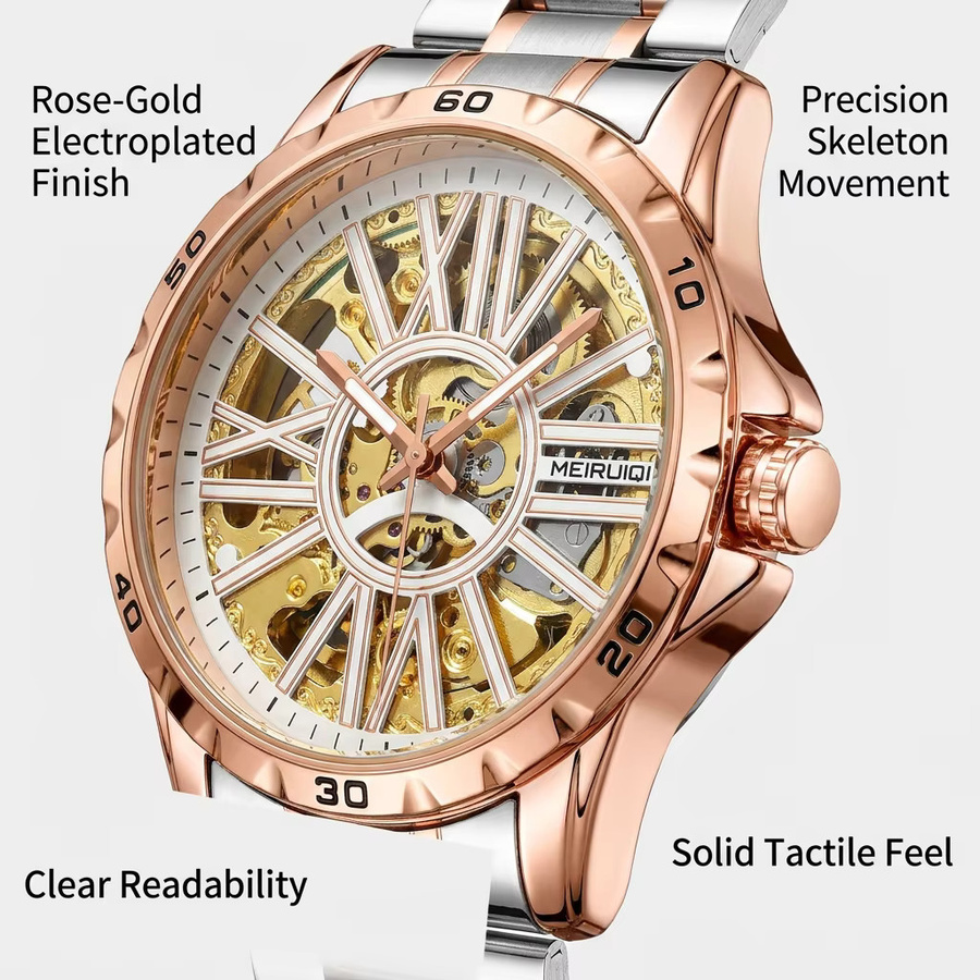MEIRUIQI Armbanduhr, mechanisch, Gold, Legierung, Herren - Bild 4