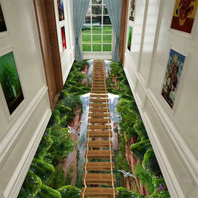 Karpetti 3D Teppich mit idyllischem Landschaftsmuster und Rasenweg-Design, waschbar, B/T: 40 x 120 cm, Multicolour - Bild 1