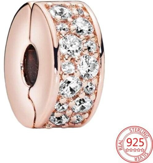 Allbestart Charm-Clips, 925 Silber, Zirkonia, Pfirsichblüten-Anhänger, Damen - Bild 1