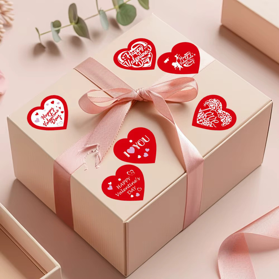 TYFYO Valentinstag-Aufkleber mit Herz-Motiv in Rot, 500 Stück, Durchmesser: 2,5 cm - Bild 2