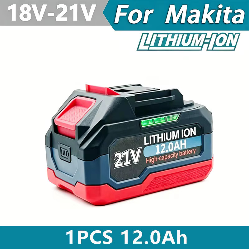 Wiederaufladbarer Makita 21V Lithium-Ionen-Akku für 18V Elektrowerkzeuge, Kapazität 6,0Ah/12,0Ah, Farbe Schwarz - Bild 2