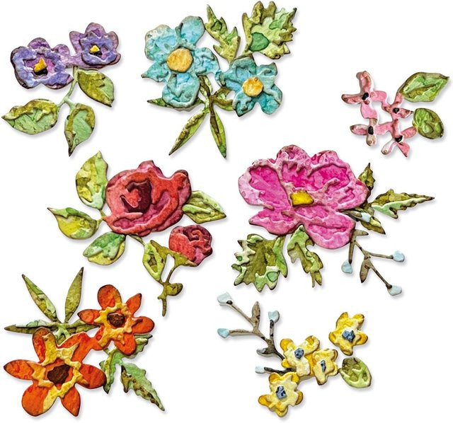 Sizzix Thinlits Stanzschablone Brushstroke Flowers Mini by Tim Holtz - Bild 1