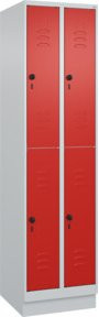 C+P Doppelstock-Spind Classic PLUS mit Sockel, 2 Abteile, RAL 3020 Verkehrsrot, H x B x T: 195 x 50 x 50 cm - Bild 1