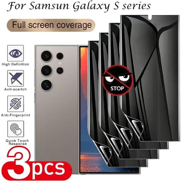 3 Stück Privacy Hydrogel Displayschutzfolie für Samsung Galaxy Note 10 9 8 S8 S9 Plus S10E S23 S20 S21FE Note 20 Ultra - Bild 1