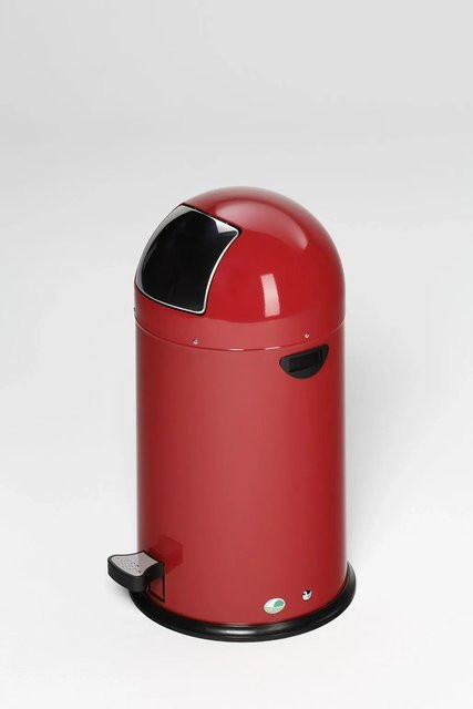 PROREGAL Klassischer Abfallsammler mit Einwurfklappe und Fußpedal aus verzinktem Stahl, Rot, H x B x T: 64 x 40 x 40 cm, 22 Liter - Bild 1