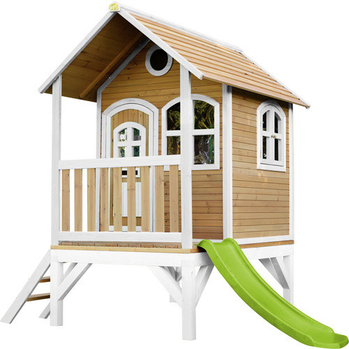 Axi Spielturm Tom aus Holz in Braun und Weiß mit lindgrüner Rutsche, B/H/T: 287 x 231 x 191 cm - Bild 2