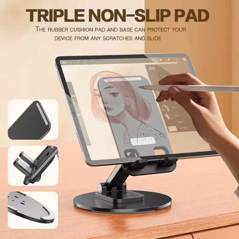 Anpassbarer Desktop-Ständer für Telefon und Tablet in Schwarz oder Weiß, drehbarer und höhenverstellbarer Metall-Livestreaming-Halter mit klappbarer Funktion - Bild 5
