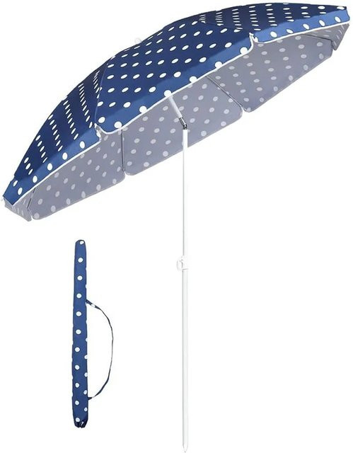 Sekey Sonnenschirm Blau mit Schutzhülle, runder Gartenschirm mit UPF50+ Sonnenschutz, Durchmesser: 160 cm - Bild 1