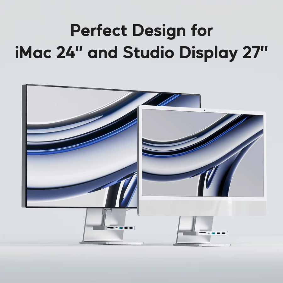 PULWTOP iMac USB C Hub in Silber mit USB A/C 10 Gbit/s, 2 USB A 2.0 und SD/TF Kartenleser für iMac 24 Zoll M1/M3/M4 und Studio Display - Bild 2