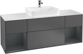 V&B Waschtischunterschrank Finion in Anthrazit mit Regal, Breite: 160 cm, Tiefe: 60 cm, Höhe: 50,1 cm - Bild 1