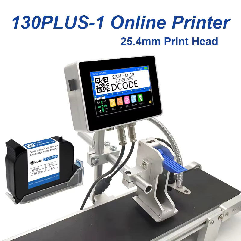 DCODE 130PLUS Industrieller Online-Tintenstrahldrucker mit 4,3-Zoll-Bildschirm für QR-Codes, Barcodes, Batchnummern, Logos und Datumsdruck (12,7/25,4 mm Düse) - Bild 5